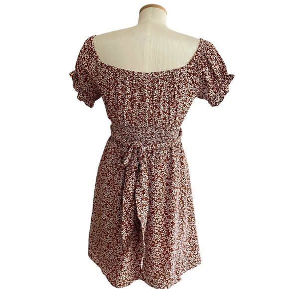 Endless Blu NWT Brown/Rust Coloured Floral Print Flowy Dress Size S - Picture 10 of 10